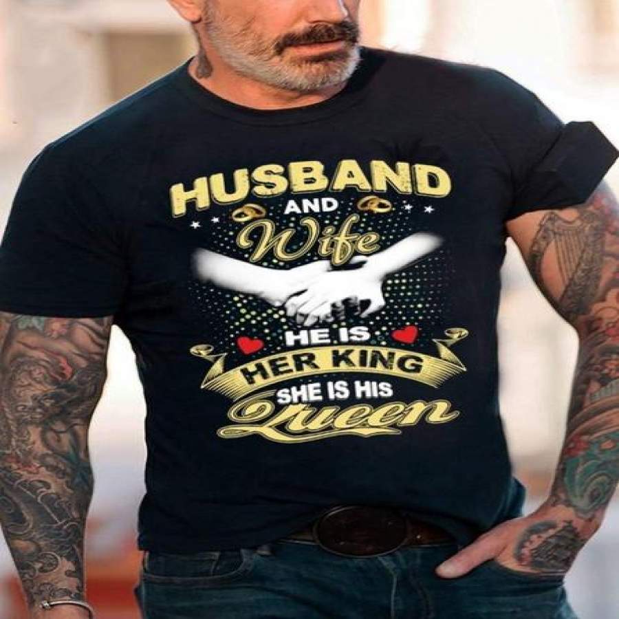 Husband and Wife King Queen Fathers Day Gift Couple T Shirt Graphic Tees