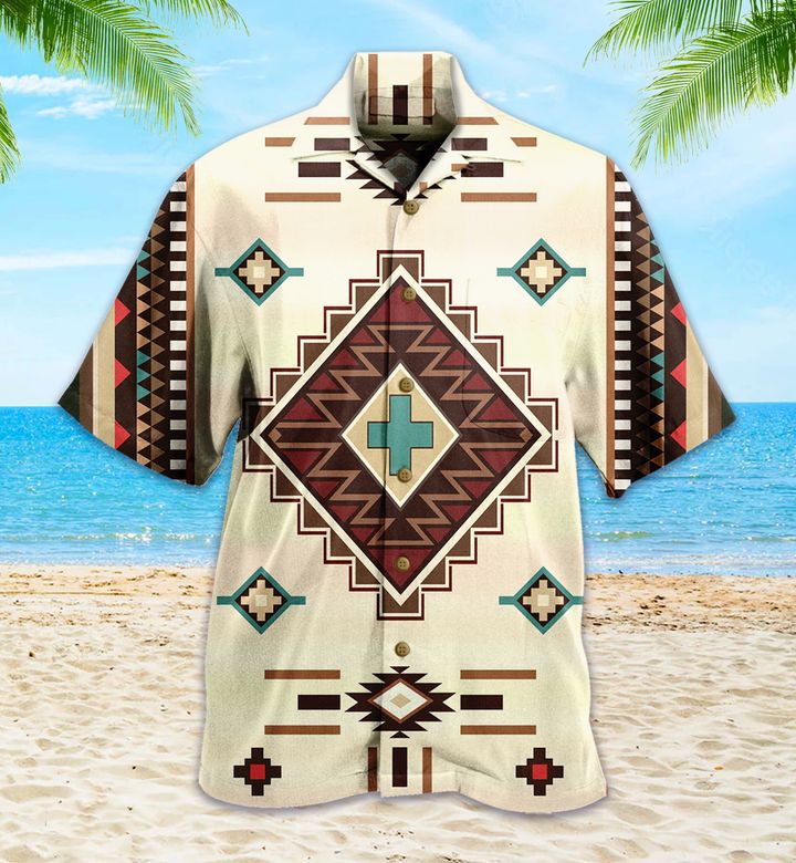 Native American Pattern Abstract White Hawaii Shirt Ha4248