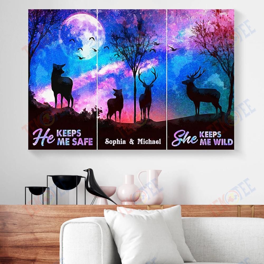 Canvas Wall Art He Keeps Me Safe She Keeps Me Wild Hunting Horizontal Canvas Wall Art Appealing Living Room Bedroom Bathroom Home Decoration