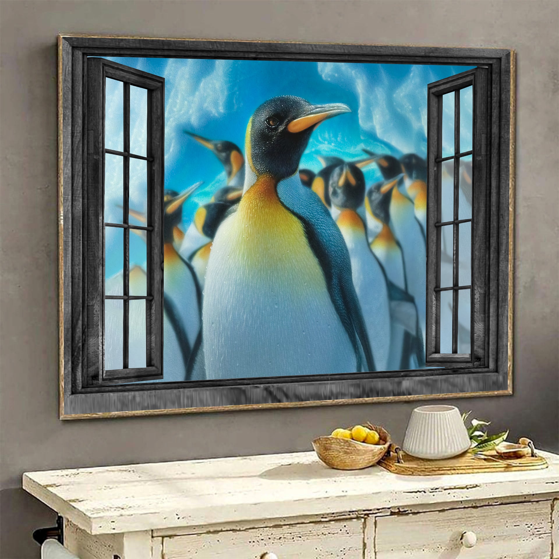 Penguin 3D Wall Art Painting Art North Pole Animal Home Decoration Gift Idea