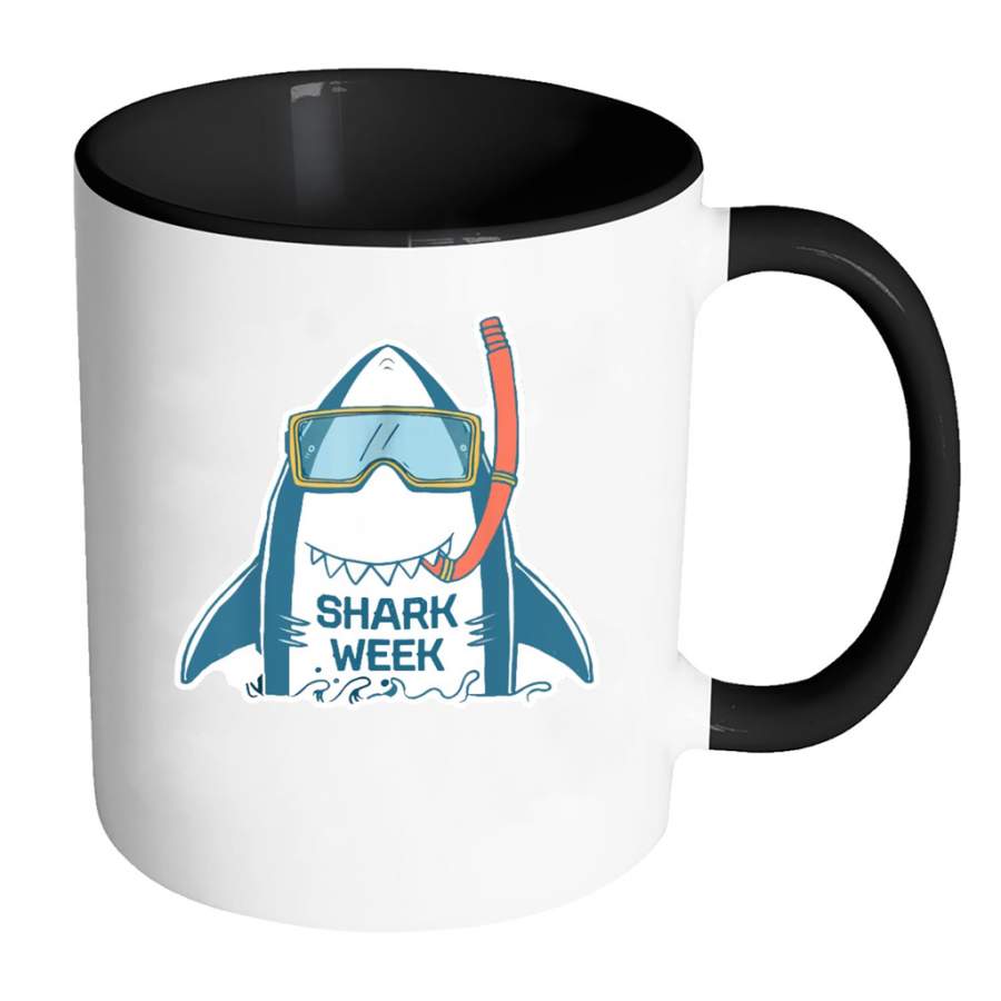 Week of The Shark New 2018 Novelty Graphic – Full-Wrap Coffee Colors Accent Mug