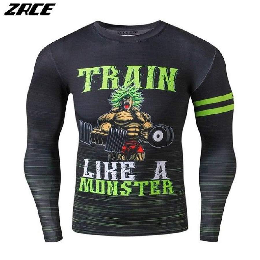 ZRCE Brand Clothing Men Compression Shirt Long Sleeve Dragon Ball Fitness Hip Hop Clothing 3d Workout Causal Tee Shirt Homme