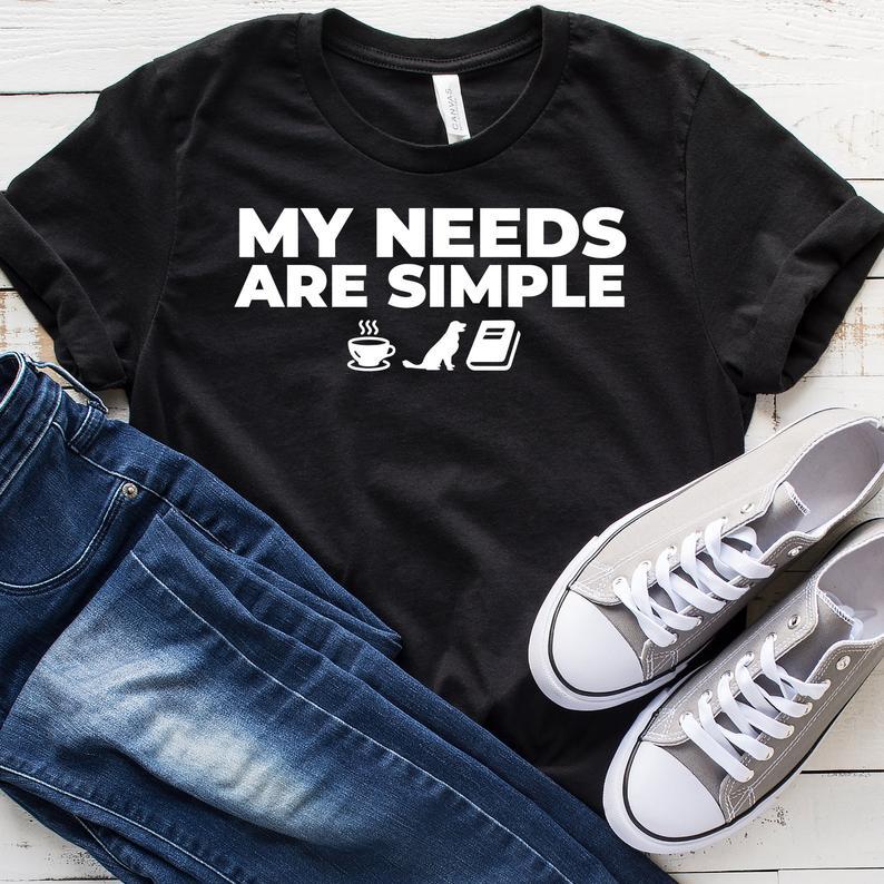 Dreameris My Needs Are Simple Coffee Golden Retriever Reading T Shirt Funny Golden Retriever Shirt Golden Retriever Gift Tank Top Hoodie