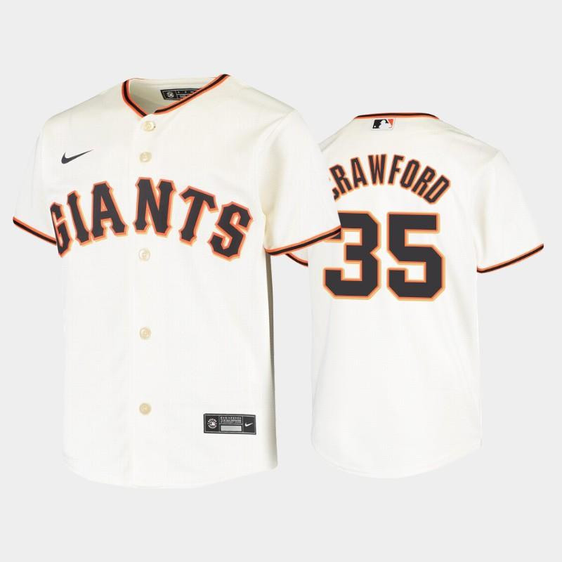 Youth San Francisco Giants 35 Brandon Crawford Cream Home Jersey