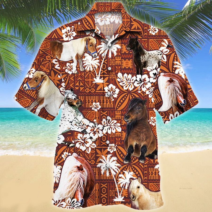 Miniature Horse Red Tribal Pattern Lovers Hawaiian Shirt Ha16121