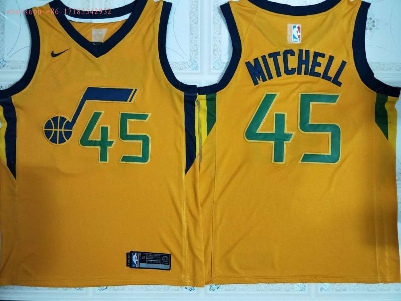 Utah Jazz Donovan Mitchell #45 2020 NBA New Arrival Yellow Jersey