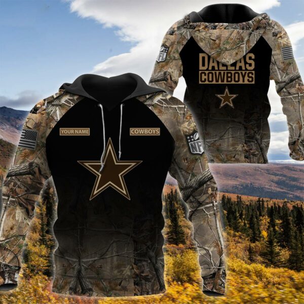 09-Dallas Cowboys -Personalized Your Name Hunting Camo Style-3D Hoodie,T-Shirt, Sweatshirt, Zipper-Ds005