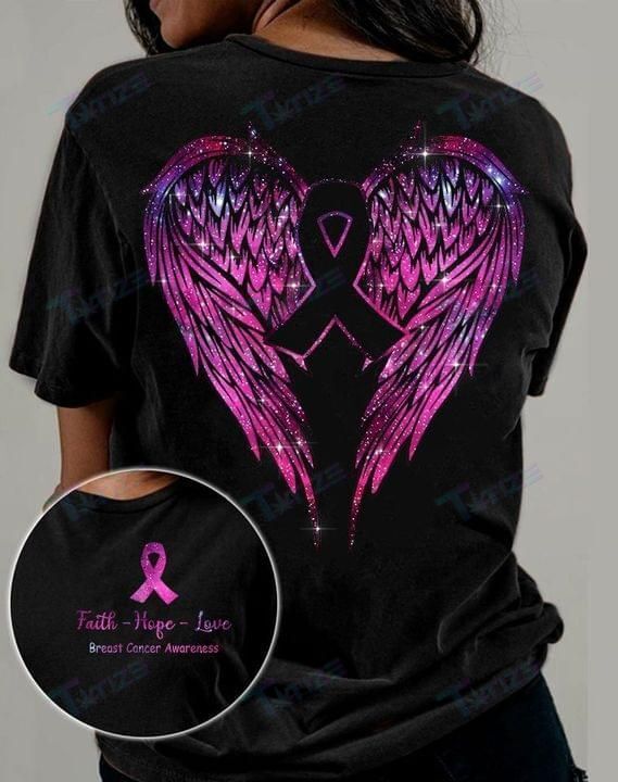 Breast Cancer Awareness Ribbon Wings Faith Hope Love Two Sided Graphic Unisex T Shirt, Sweatshirt, Hoodie Size S – 5Xl