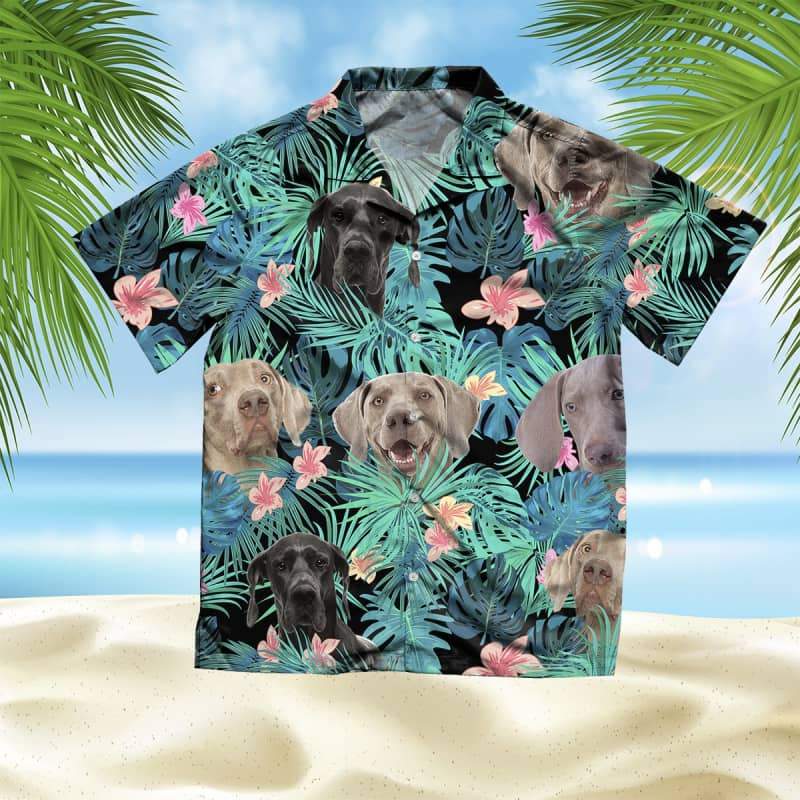 Weimaraner Hawaiian Shirt, Dog Summer Leaves Hawaiian Shirt, Unisex Print Aloha Short Sleeve Casual Shirt