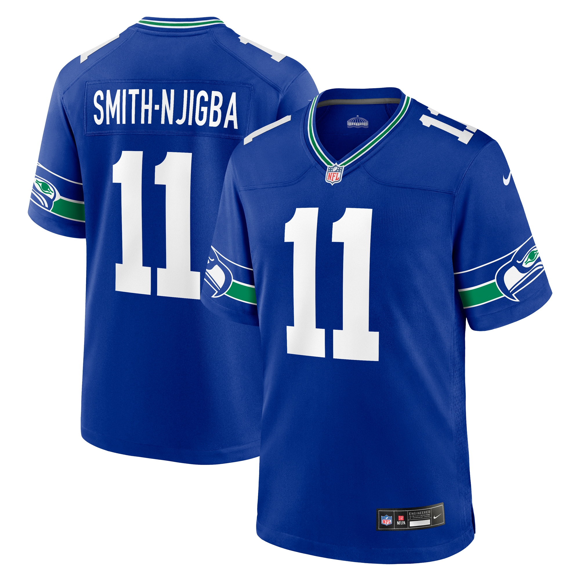 Men’s Seattle Seahawks Jaxon Smith-Njigba Royal Throwback Player Game Jersey