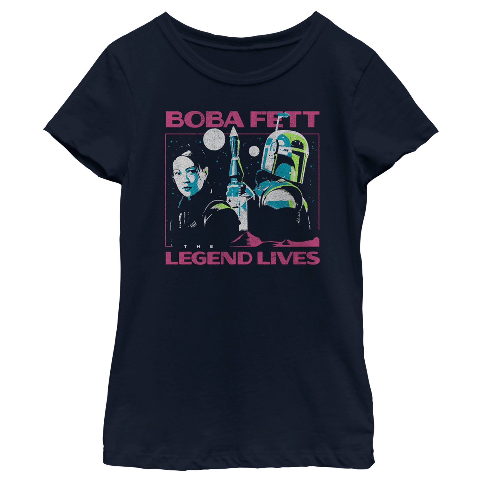 The Book Of Boba Fett Girl’S The Legend Lives Retro  T-Shirt