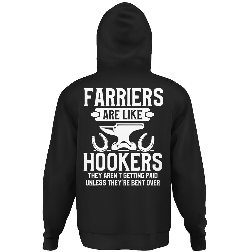 Farrier Bent Horseshoe Hoof Trimming Equine Shoeing Hoodie Print On Back