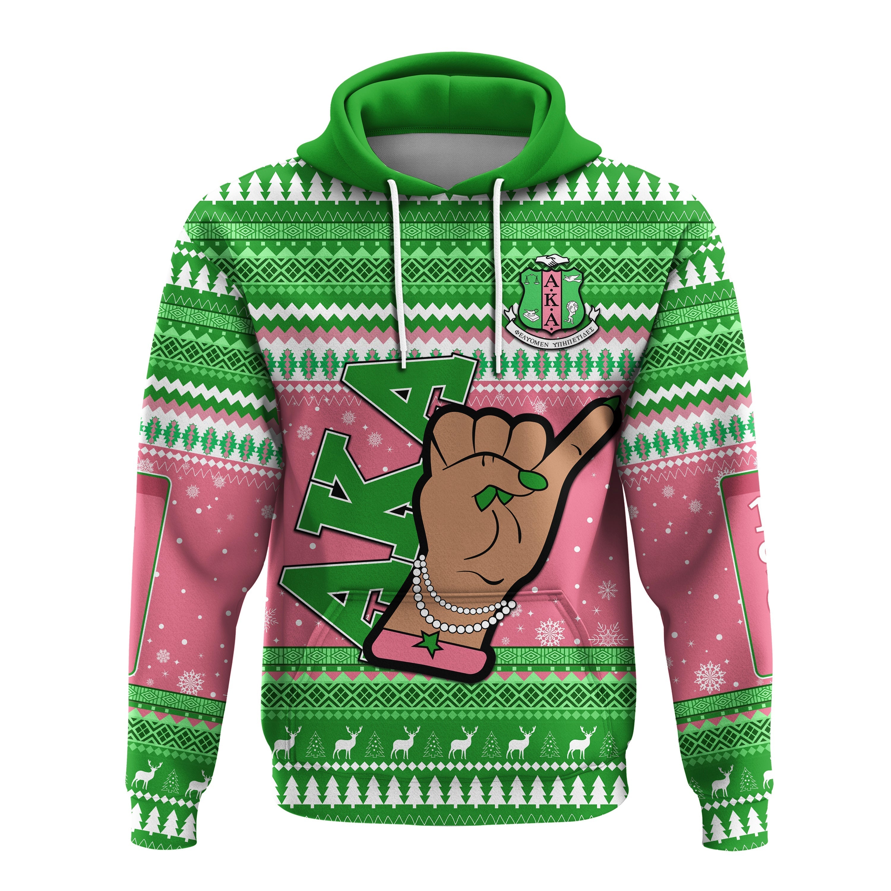 Alpha Kappa Alpha Christmas Hoodie African Pattern