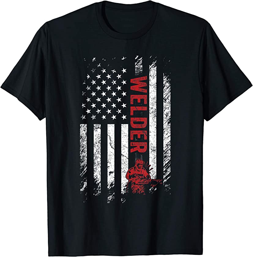 Vintage USA American Flag Welder Gift Patriotic Welding T-Shirt