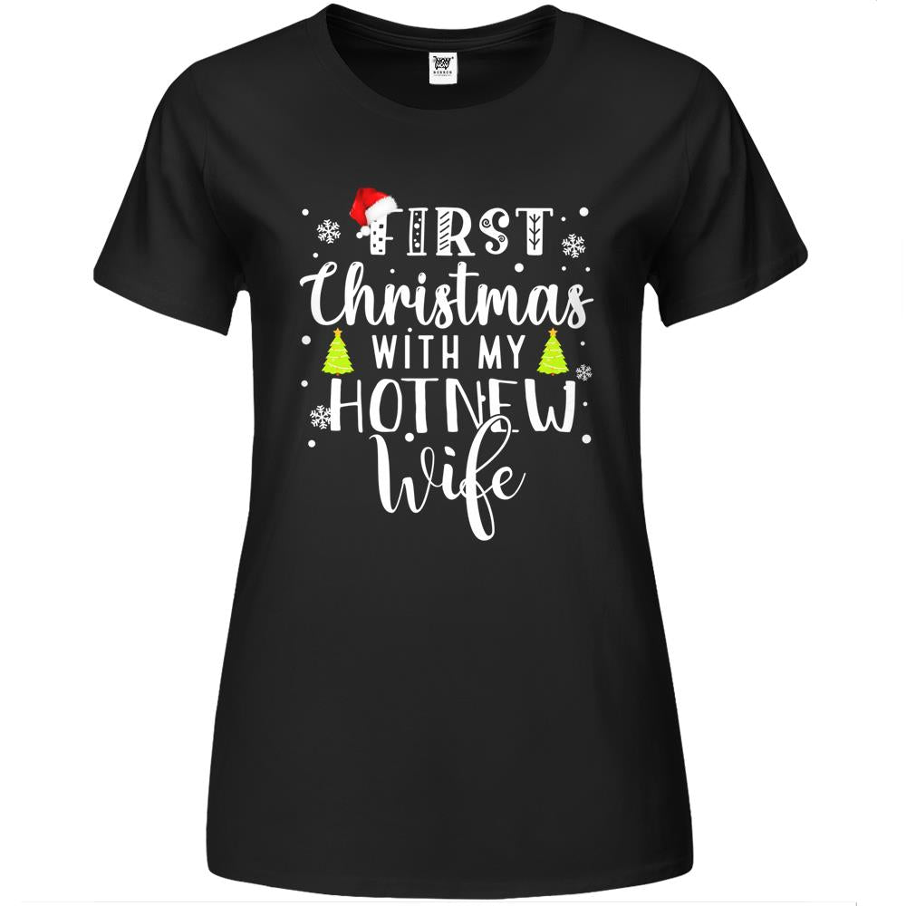 First Christmas With My Hot New Wife Christmas Couple Premium Womens T Shirts