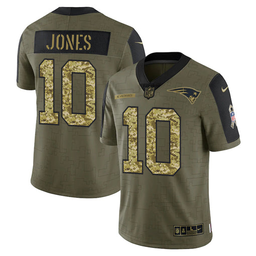 Men’S New England Patriots Mac Jones Nike Camo 2021 Salute To Service Limited Player Jersey