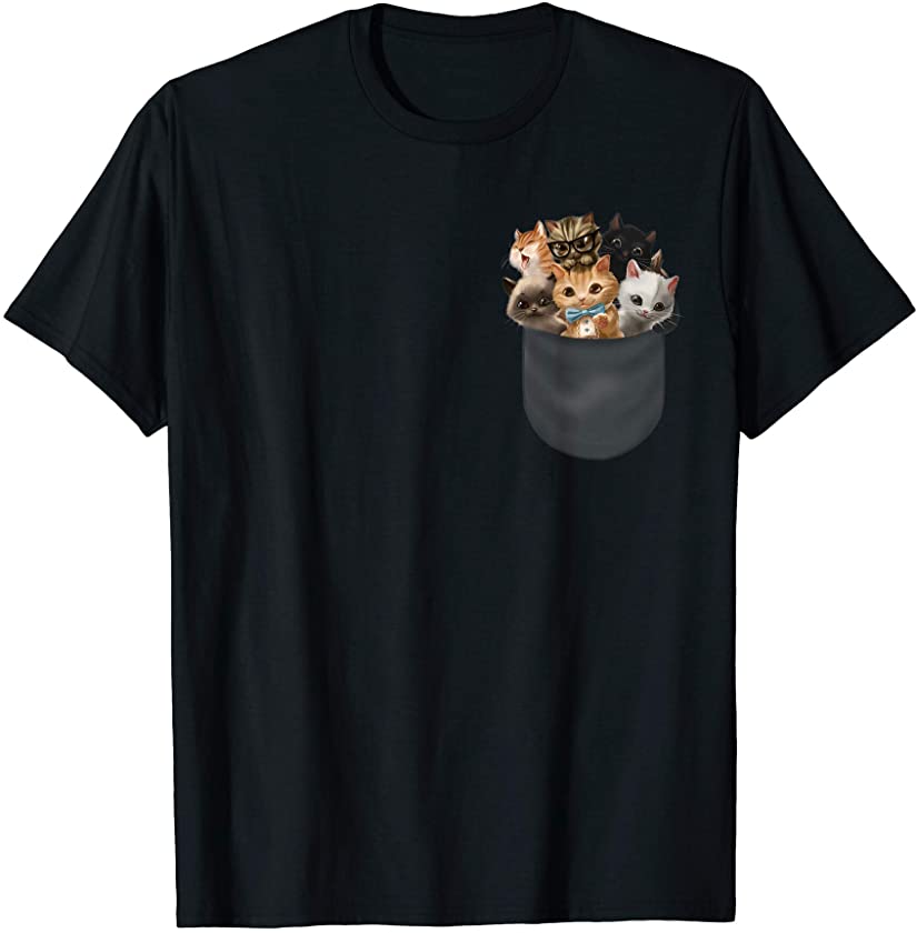 Cute Kitten and Cat in the Pocket T-Shirt