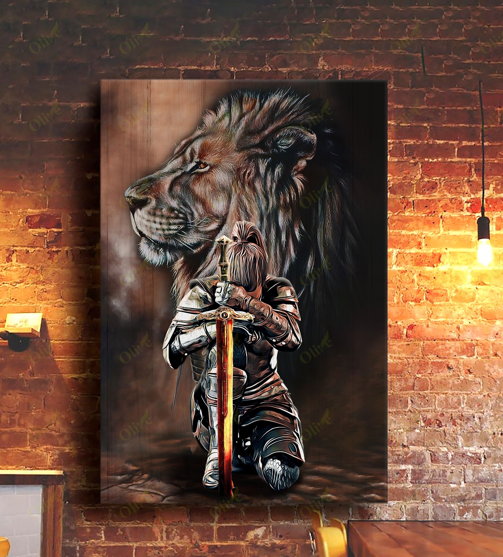 The Female Knight Lion Poster – Prayer When Feeling Inadequate Canvas Home Decor Gift For Woman Mother