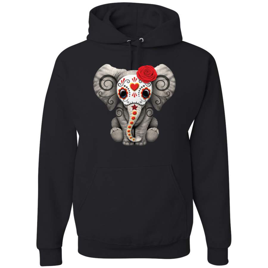 Funny Cute Elephant Skull Mask Roses Carnival Pop Culture Graphic Hoodie Sweatshirt