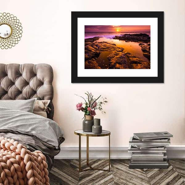 Beach Canvas Prints Sunset Over Tide Pools Hawaii Canvas Print Wall Art Home Decor