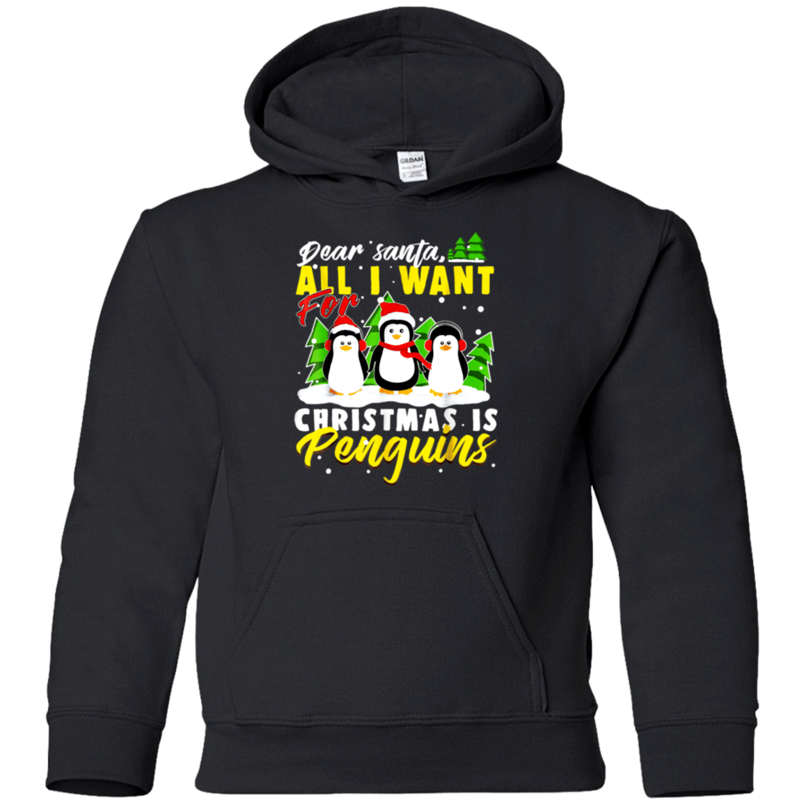 Check out this awesome Dear Santa All I Want For Christmas Is Penguins Funny T-shirt G185B Gildan Youth Pullover Hoodie