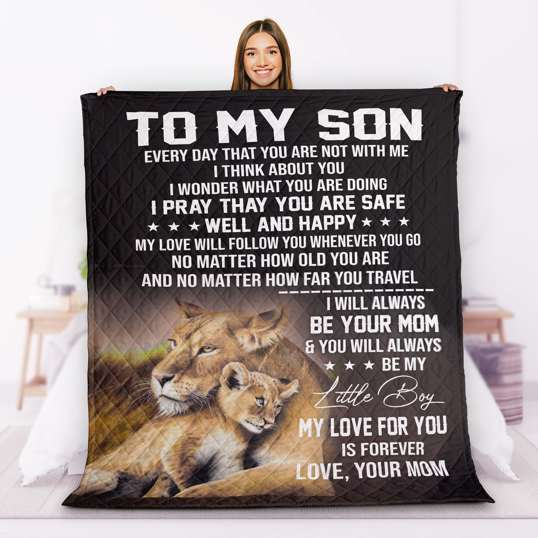 Wild Animal Blanket Mom’S Gift For Son – I Will Always Be Your Mom Quilting Presents For Birthday Christmas