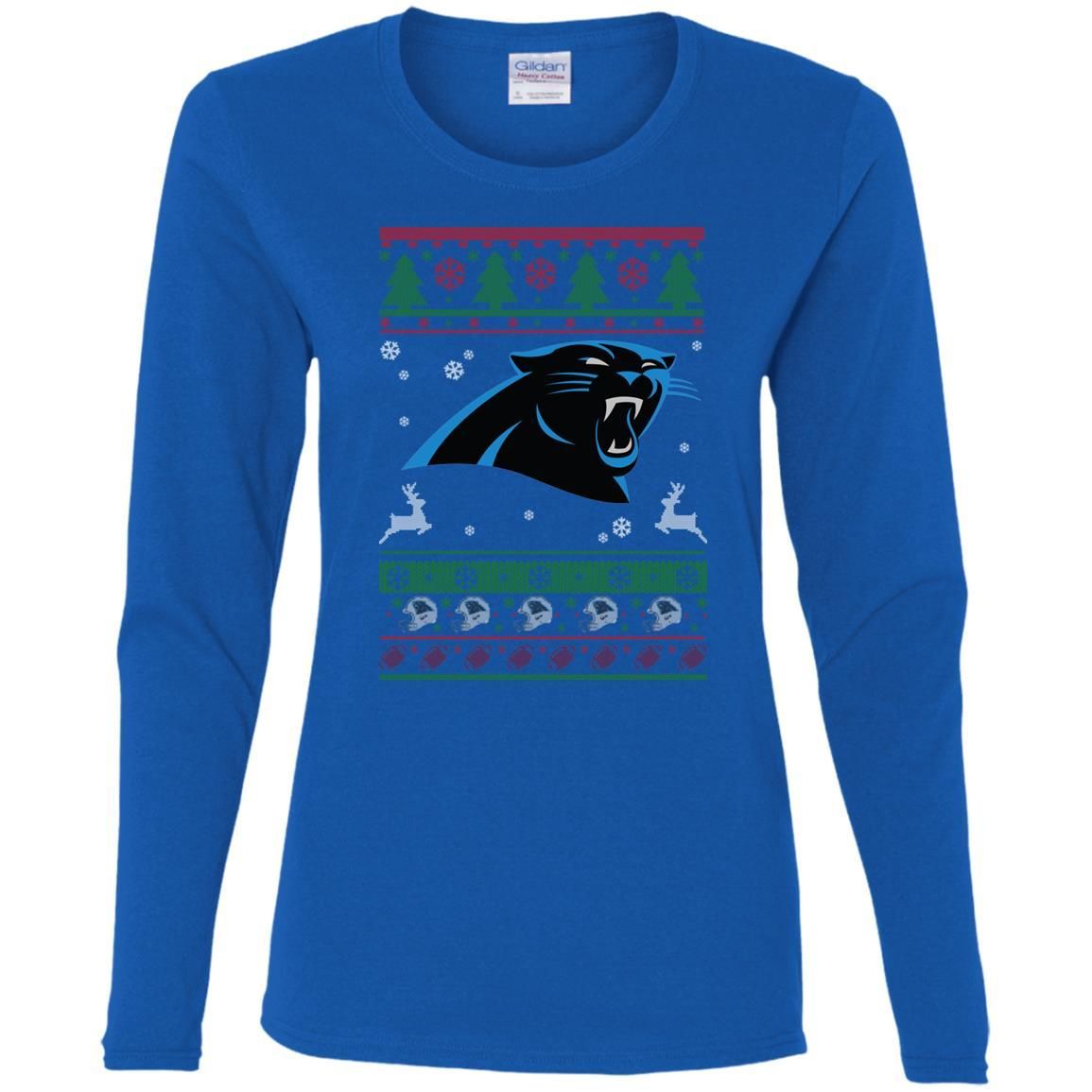 Carolina Panthers Logo Football Teams Ugly Christmas Sweater Women Long Sleeve Shirt