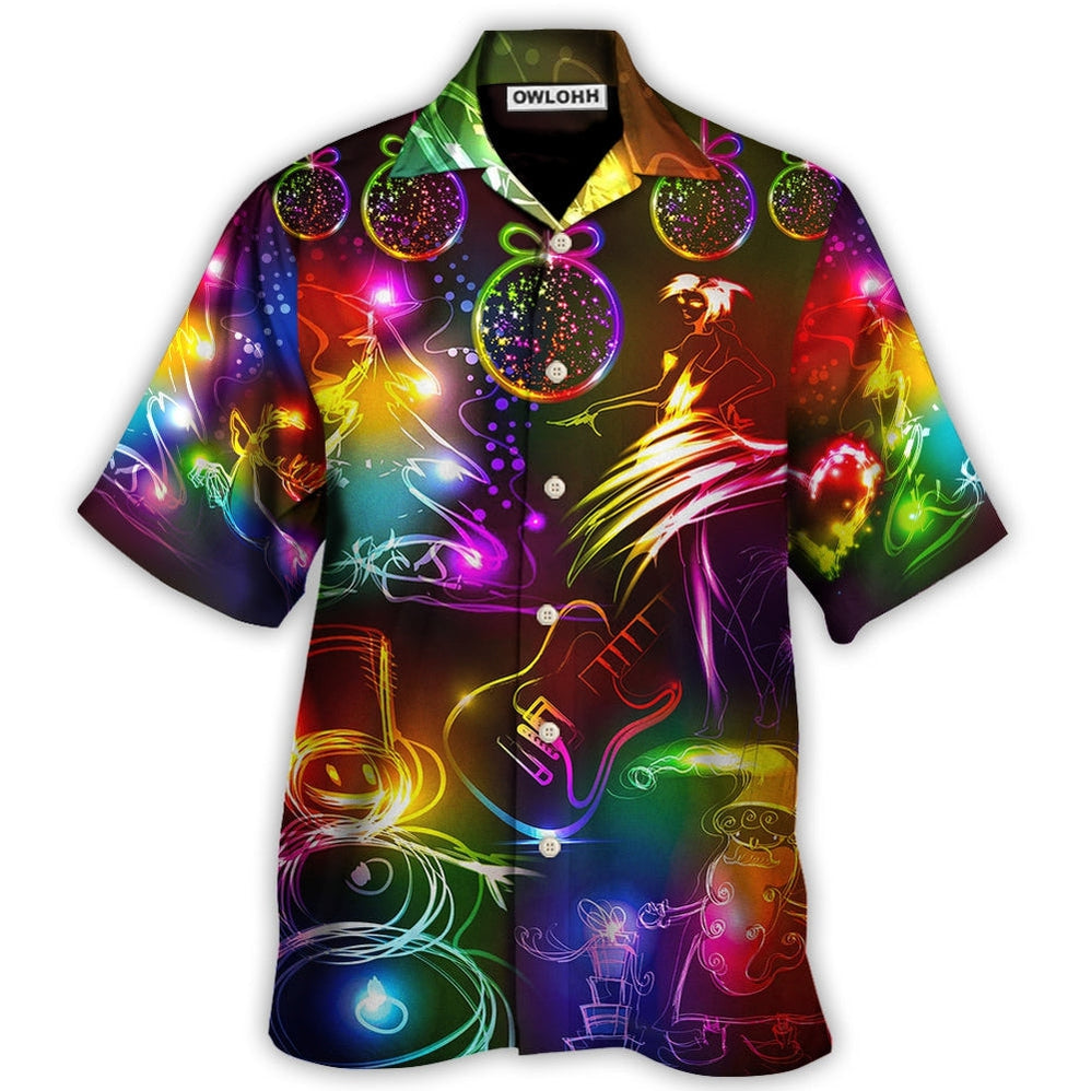 Christmas Dancing Santa Claus Tree Snowman Neon Light Style Hawaii Shirt Ha31494