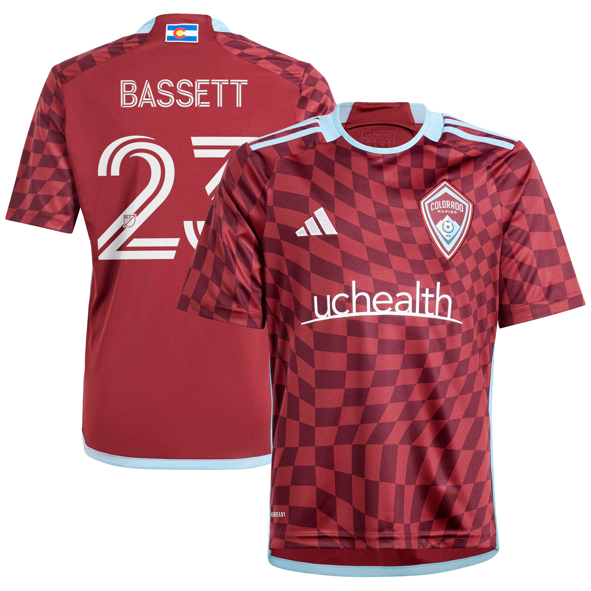 Cole Bassett Colorado Rapids Youth 2024 One Flag Kit Replica Player Jersey – Burgundy