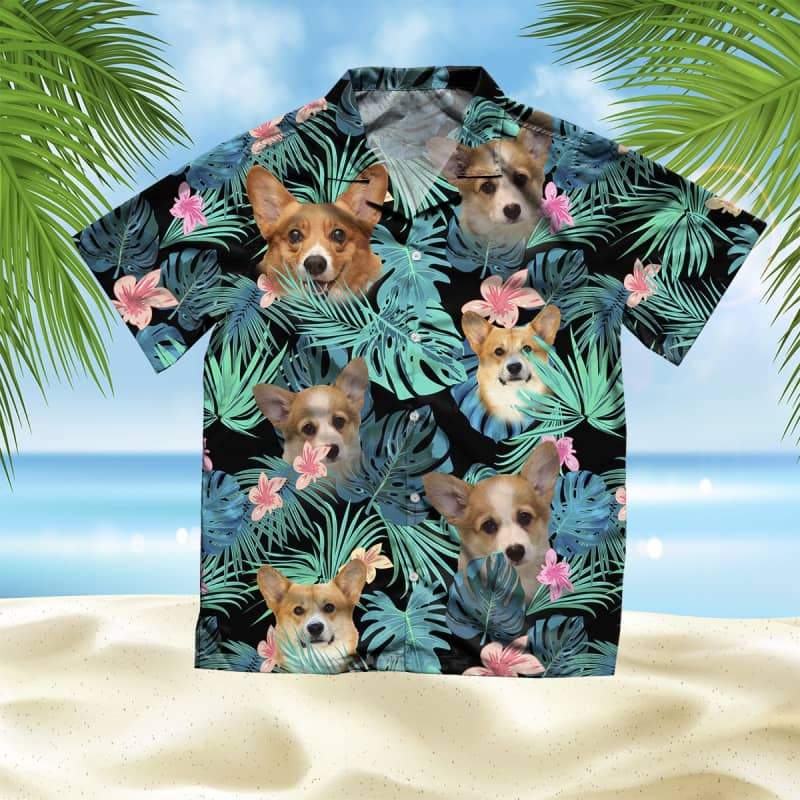 Corgi Dog Summer Leaves Hawaii Hawaii Aloha Shirt For Lover Ha48410