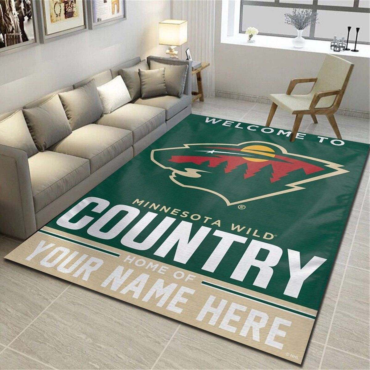 Minnesota Wild Personalized Area Rugs, Living Room Bedroom Carpet, Customized Floor Decor