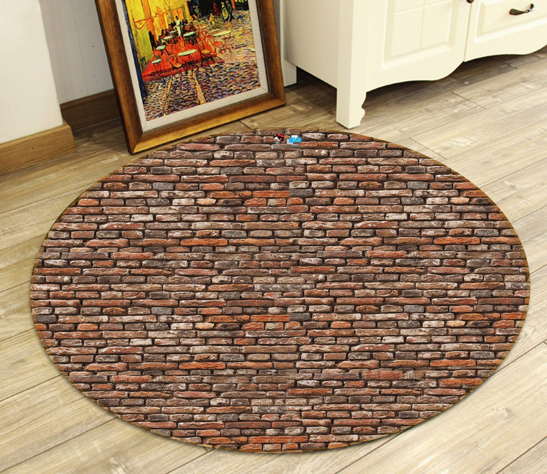 3D Brick Wall 74154 Round Rug – Round Carpet Home Decor