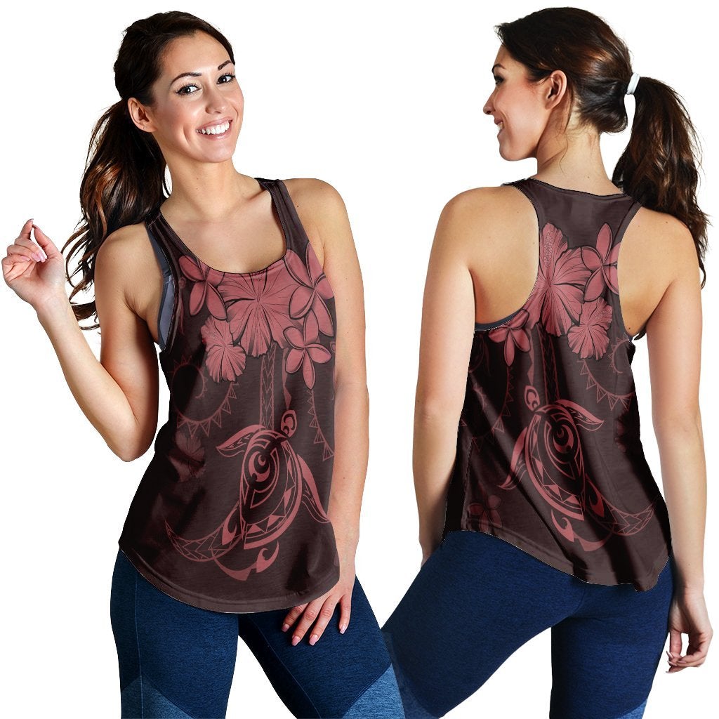 Hawaii Turtles Hibiscus Plumeria Polynesian Racerback Tank Pink Ha88465