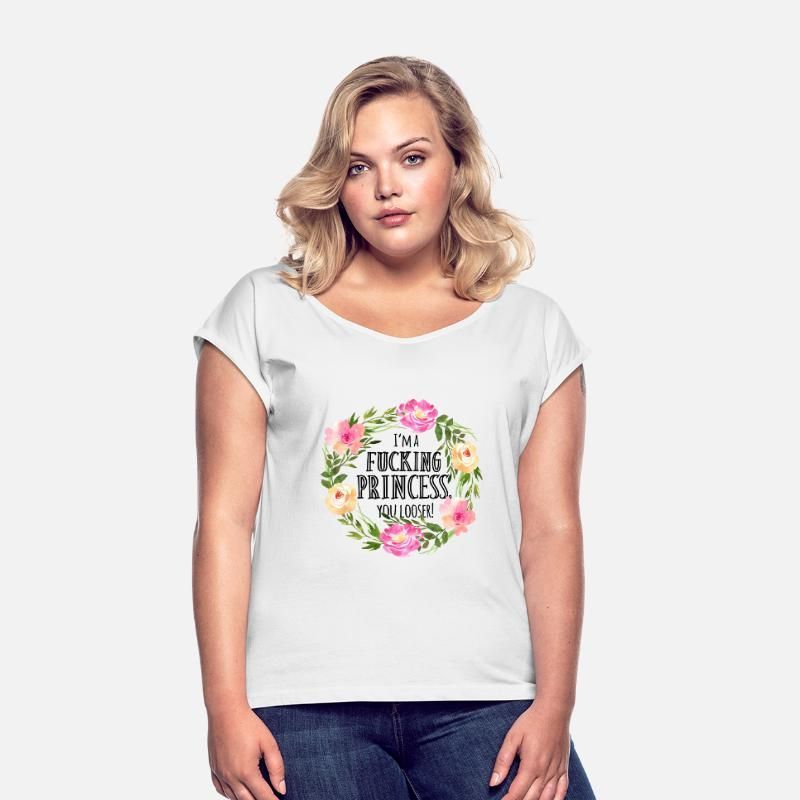 Fucking Princess Black Text Frauen Shirt Mit Gerollten Rmeln Shirt