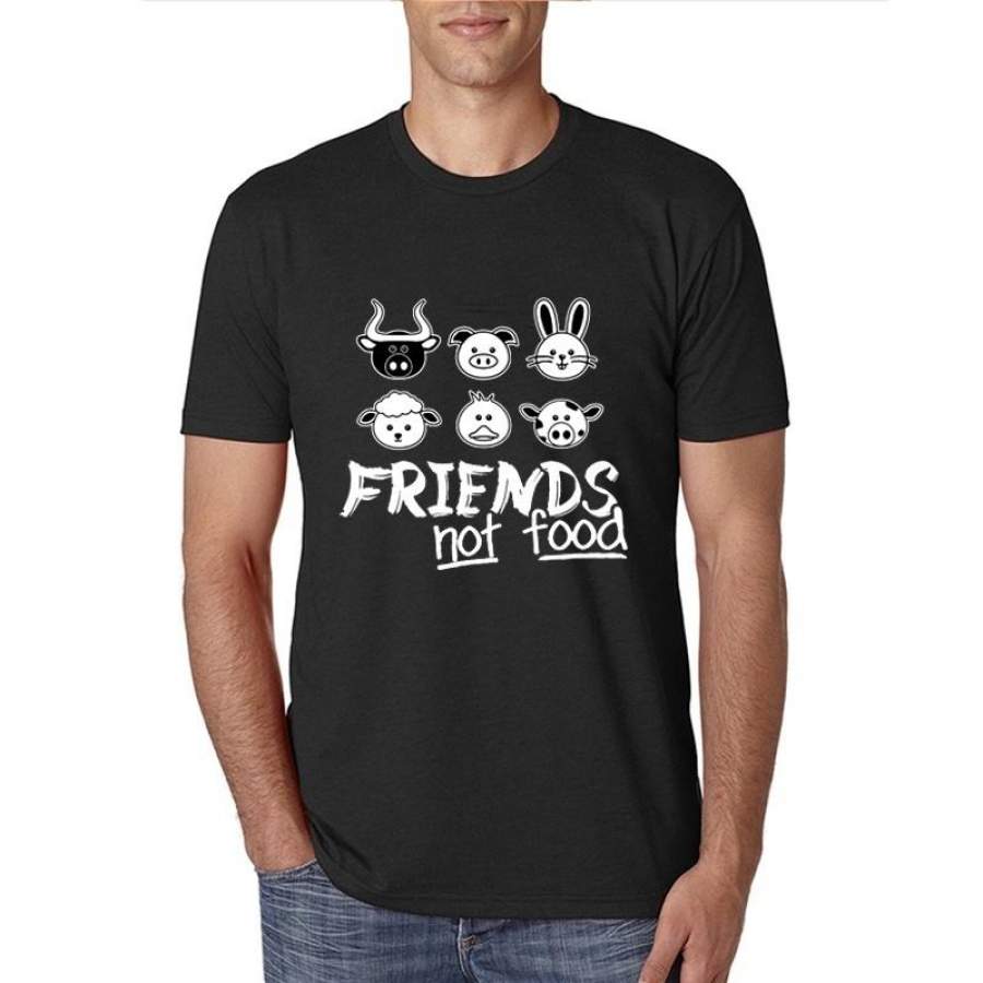 Animals Are Friends Not Food Letter Print T shirt Men Vegan Tshirt Slogan T-shirt Casual Tops Fashion Tee Shirt Homme