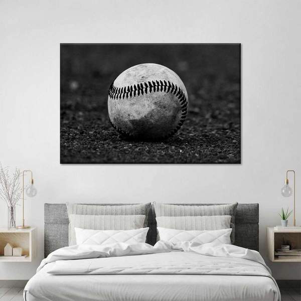 Bu0026w Vintage Baseball Ball Canvas Wall Art Poster Print, Wall Art Canvas, Poster Canvas Wall Decor