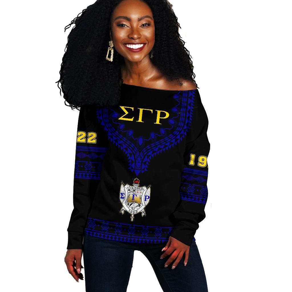 Sorority Sweatshirt – Sigma Gamma Rho Dashiki Off Shoulder – Alva Style