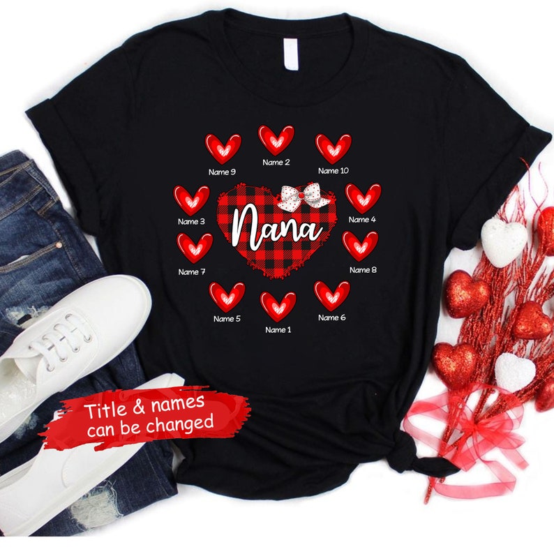 Personalized Grandma Grandkids Shirt, Custom Valentine Sweethearts Nana Mimi Mom Shirt, Funny Valentine Matching Kids Name On Shirt