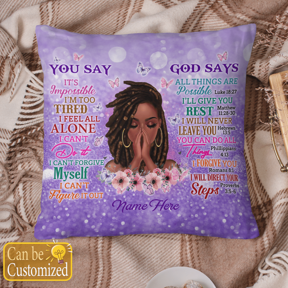 Personalized Pillow Case For Black Girl Pillow Case Custom Name God Says You Are Pillow Case