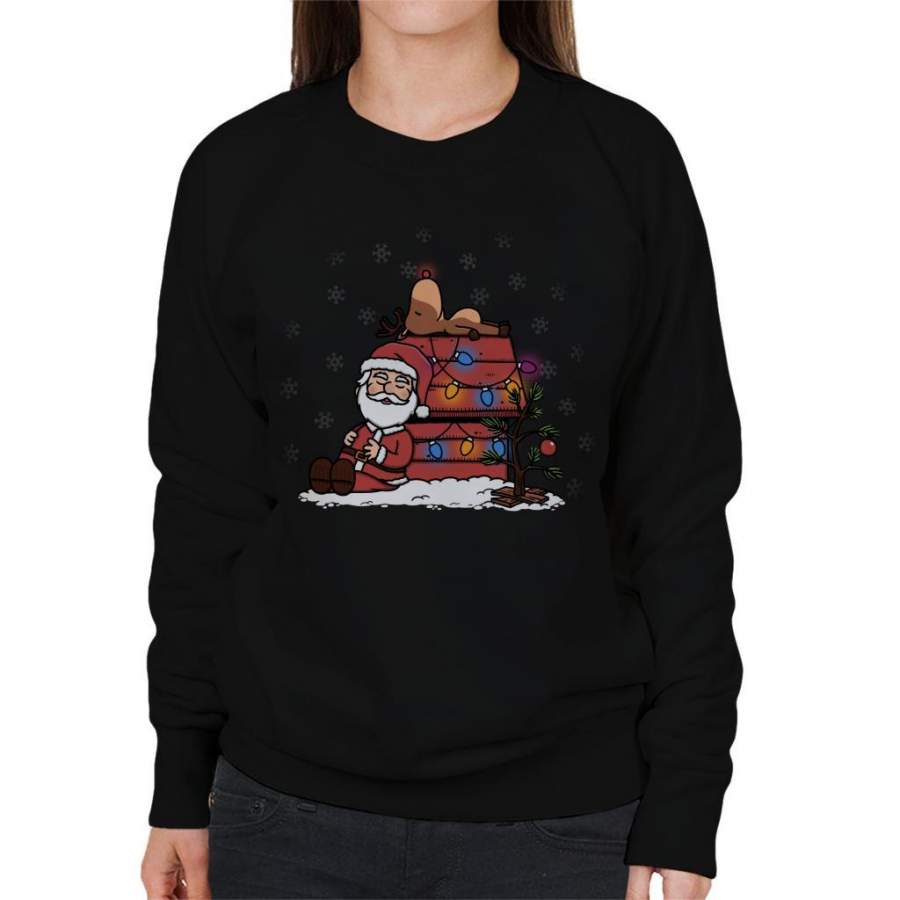 Santa And His Deer Peanuts Christmas Women’s Sweatshirt