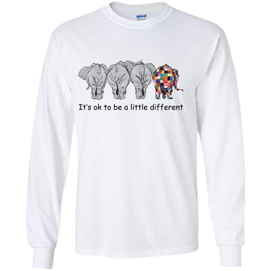 It’s Ok To Be A Little Different, Funny Elephant Design – Gildan Long Sleeve Shirt