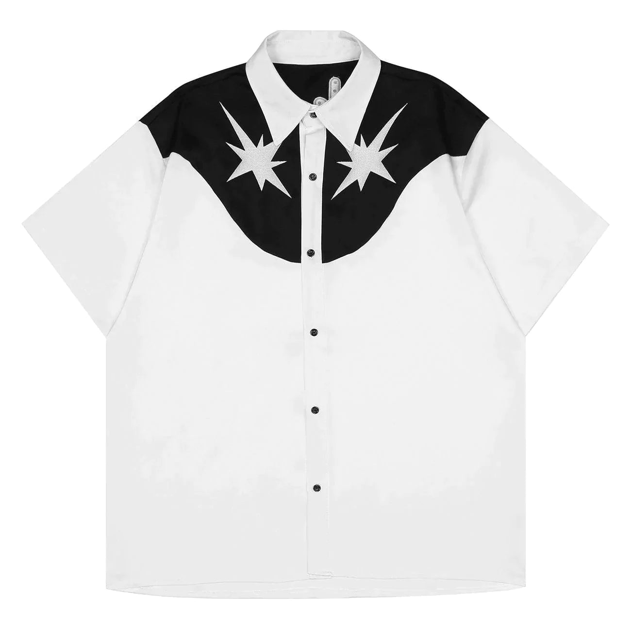 Talishko™ – Vintage Stars Embroidery Patchwork Short Sleeve Shirt