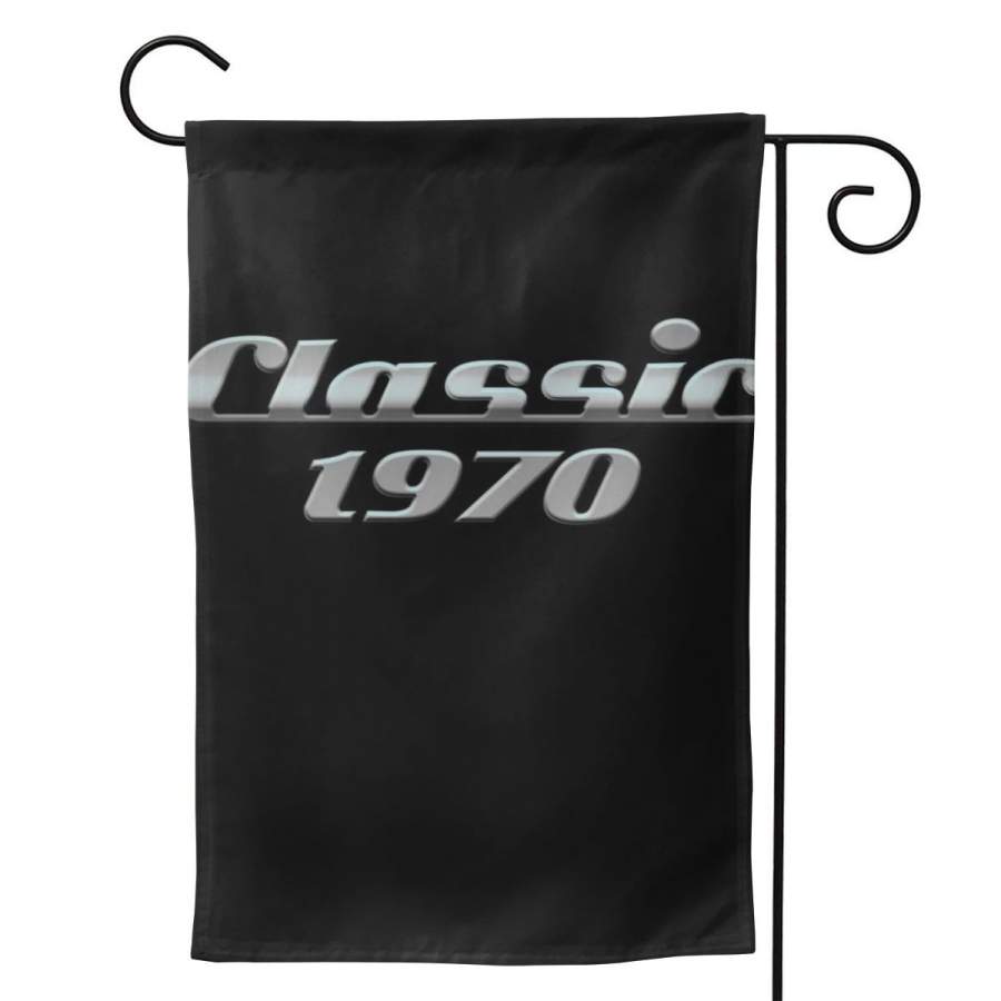 2 Pcs Garden Flag 50th Birthday Classic 1970 Chrome Logo Horizontal Poster 12.5″x18″ -Mothers Day, Birthday Gifts for Mom, Dad, Wife, Husband, Daughters, Grandma, Friends