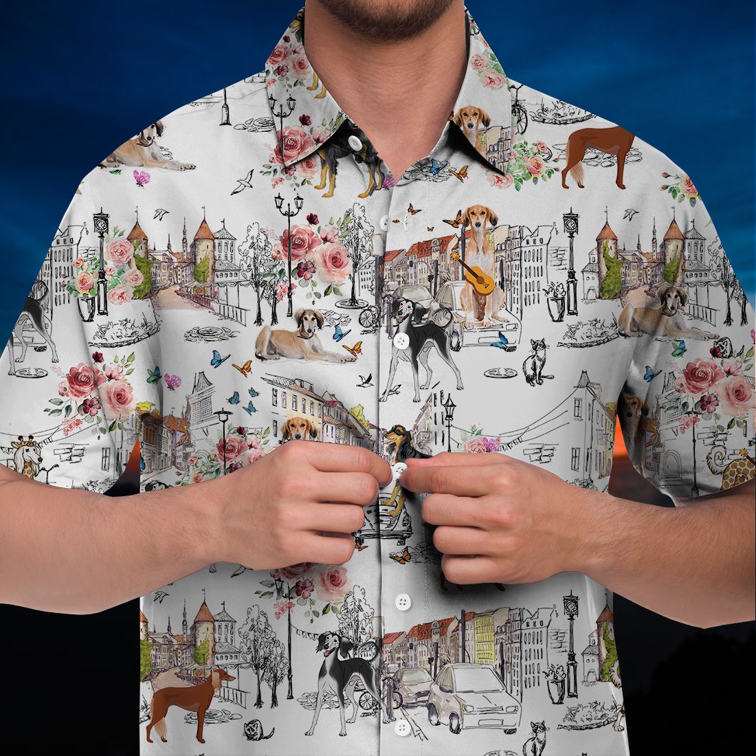 Saluki Hawaiian Shirt Flower City Art