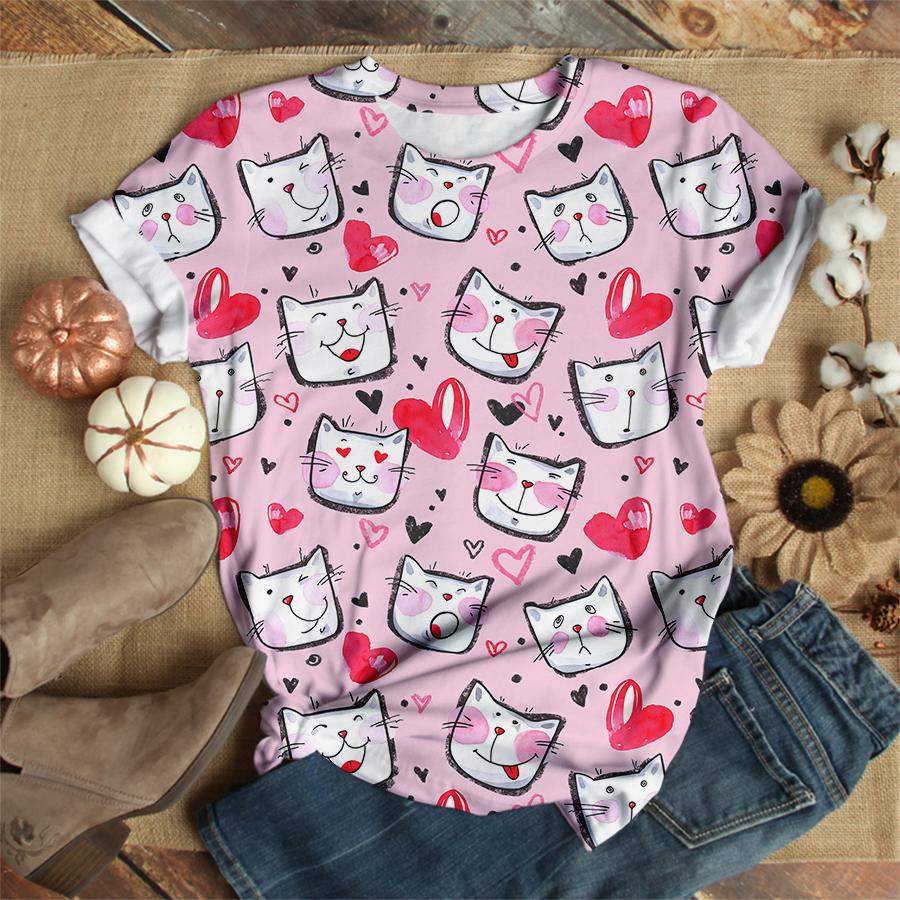 Cute Kittens Pink Cat T-shirt