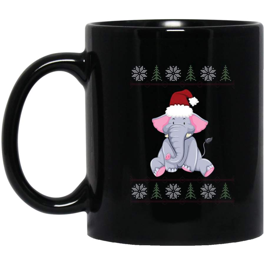 Elephant Ugly Sweater Christmas Mug 11 oz 15 oz Black Mug