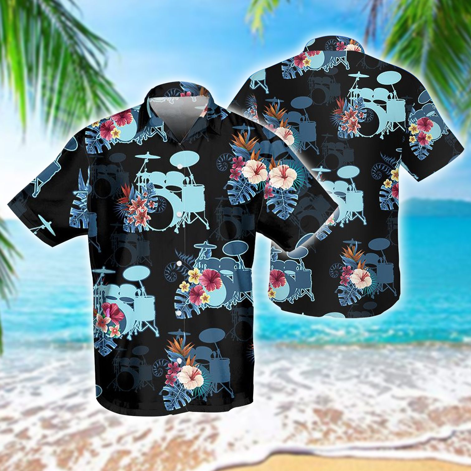 Blue Drum Set Unisex Hawaiian Shirt