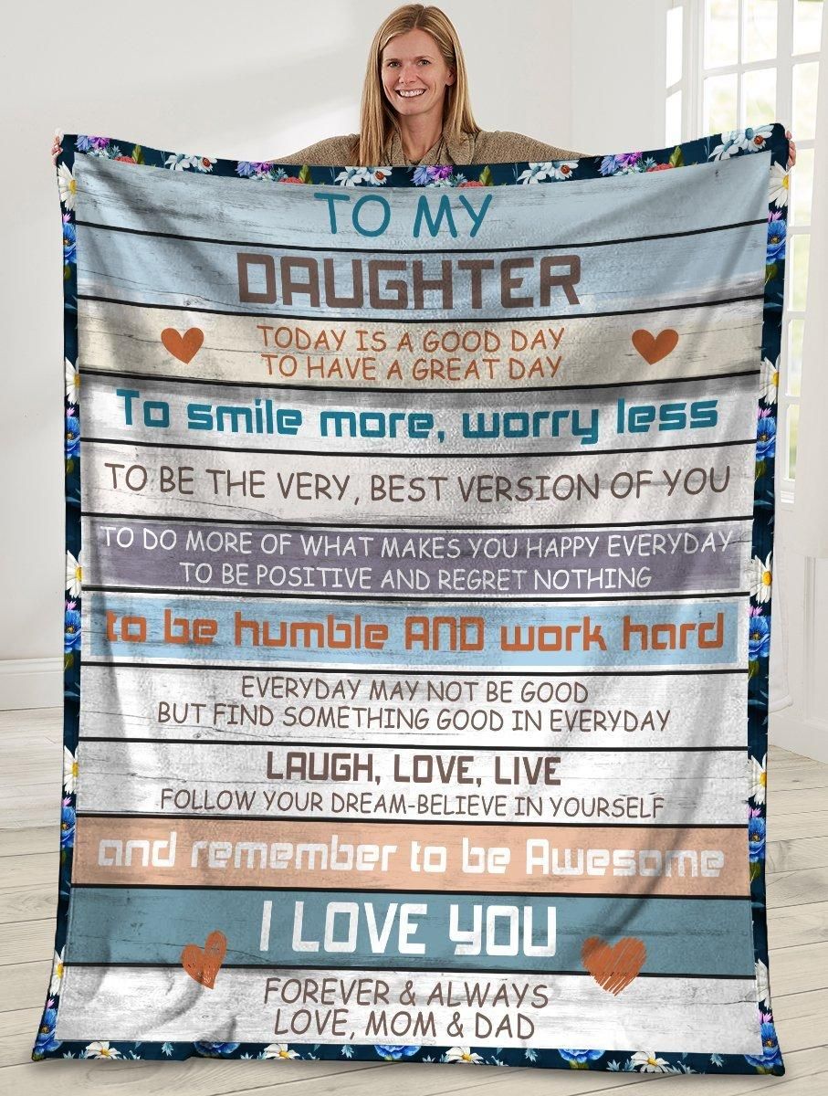 Dad To Daughter Today Is A Good Day Flower Fleece Blanket Fleece Blanket   Bk2995