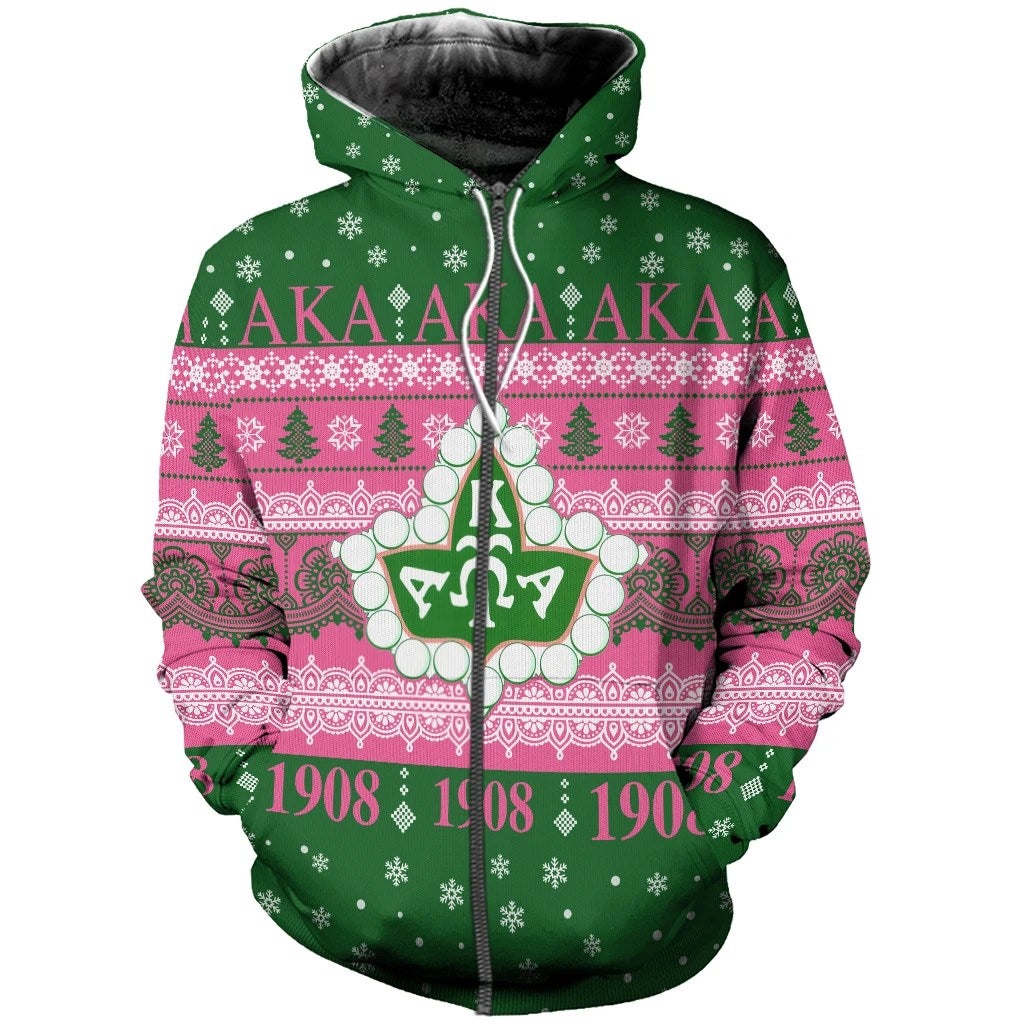 Alpha Kappa Alpha Christmas Zip Hoodie 2021