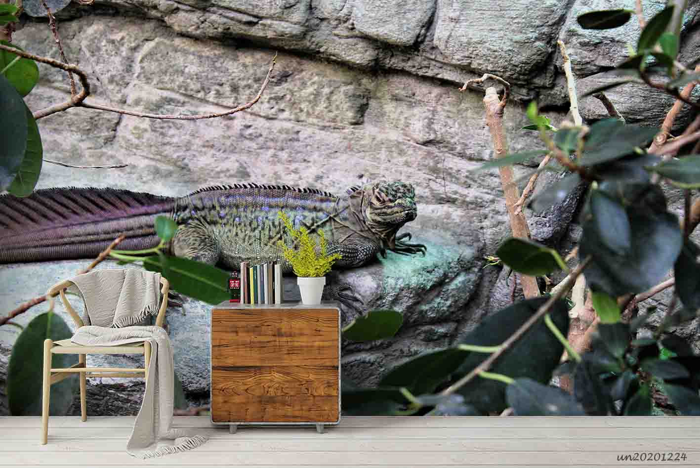 3D Rock Animal Lizard Wall Mural Wallpaper Lqh 40